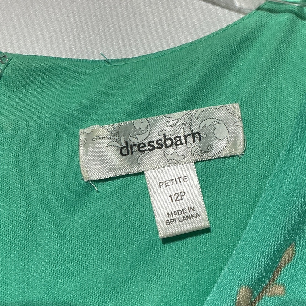 Dress Barn Womens Teal Floral Wrap Dress Sz 12P - Picture 5 of 6